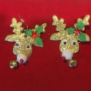 Goofy Christmas reindeer earrings